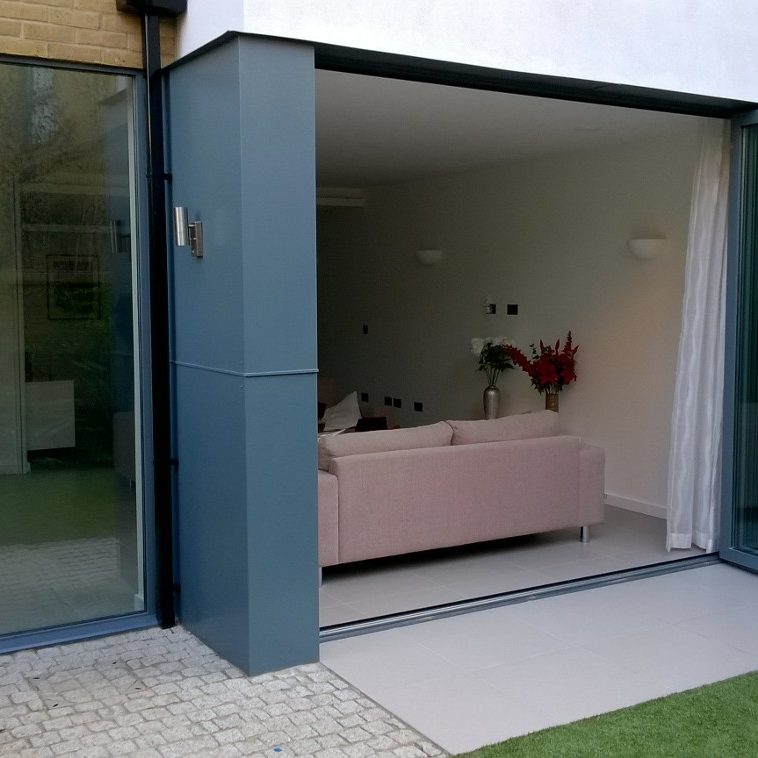 Folding patio doors from house to garden